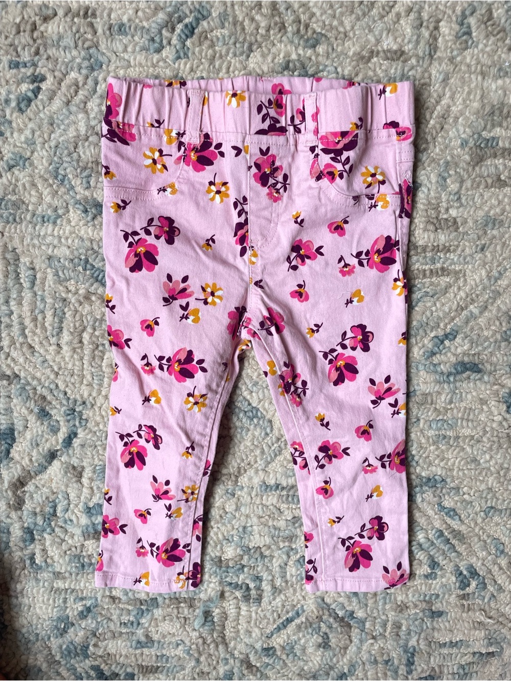 Garanimals Girls KidFloral Pull On Pants Girls Size 24m Light Pink Elastic Waist